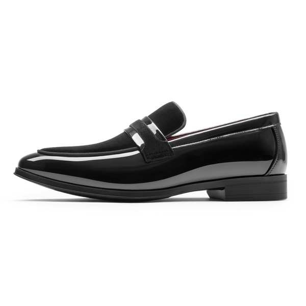 Men's PU Leather Slip-On Loafers - BLACK - 1